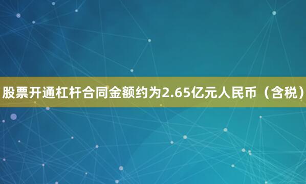 股票开通杠杆合同金额约为2.65亿元人民币（含税）