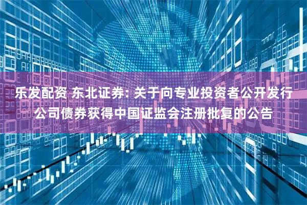 乐发配资 东北证券: 关于向专业投资者公开发行公司债券获得中国证监会注册批复的公告